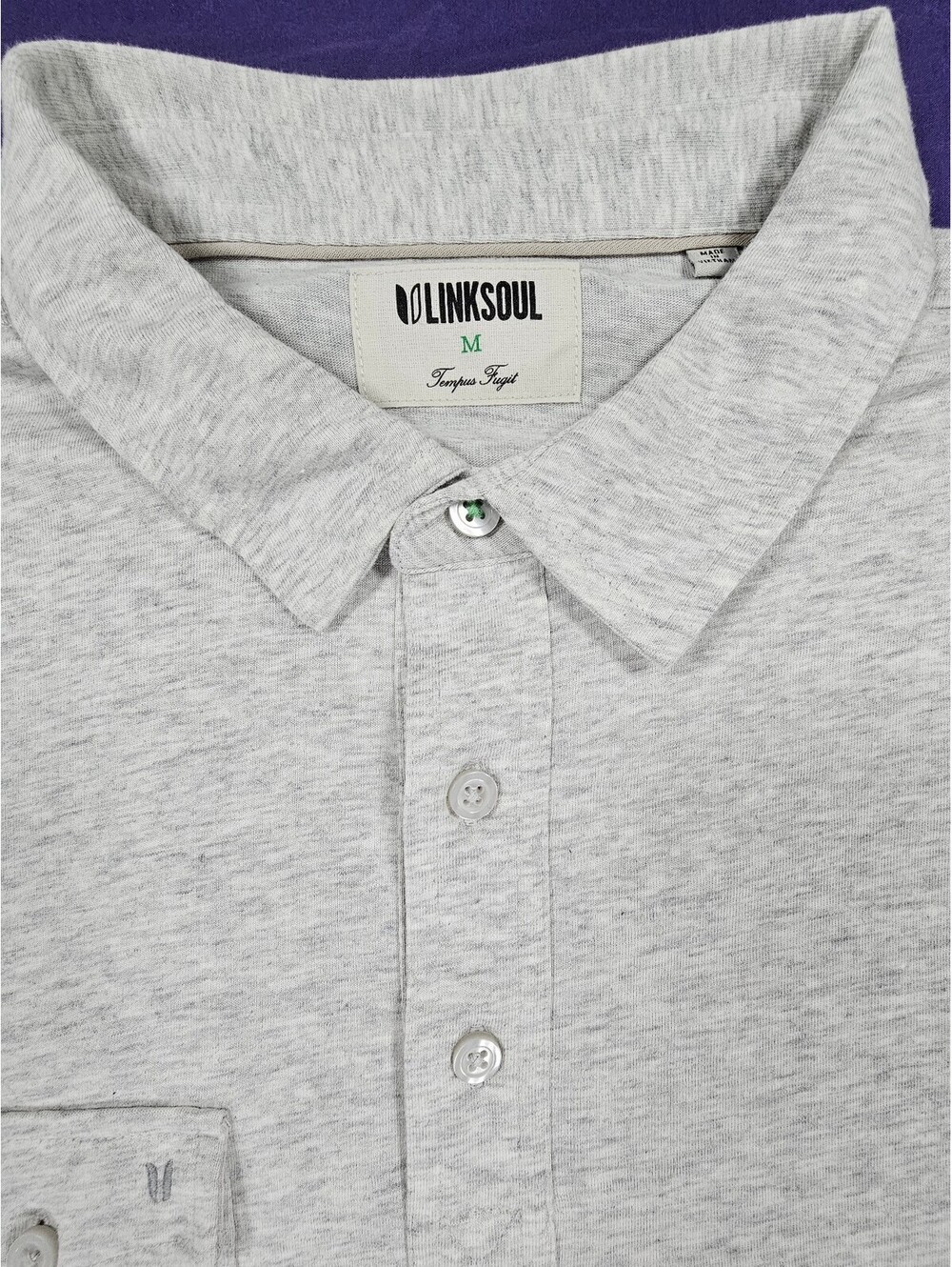 Linksoul Mens M Golf Polo Shirt Gray Heather 100% Luxury Cotton Pocket